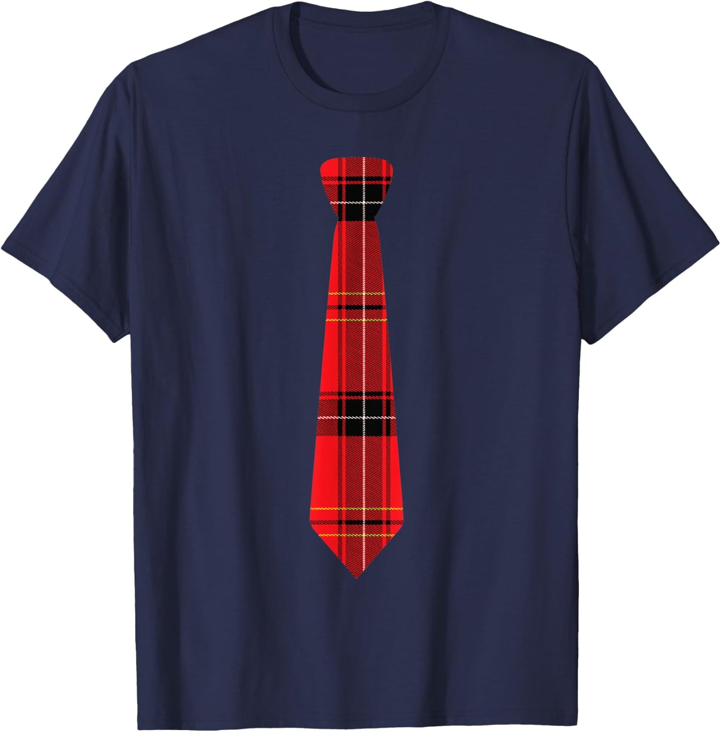 Novelty Red Plaid Necktie Design T-Shirt - T-Shirt | Navy