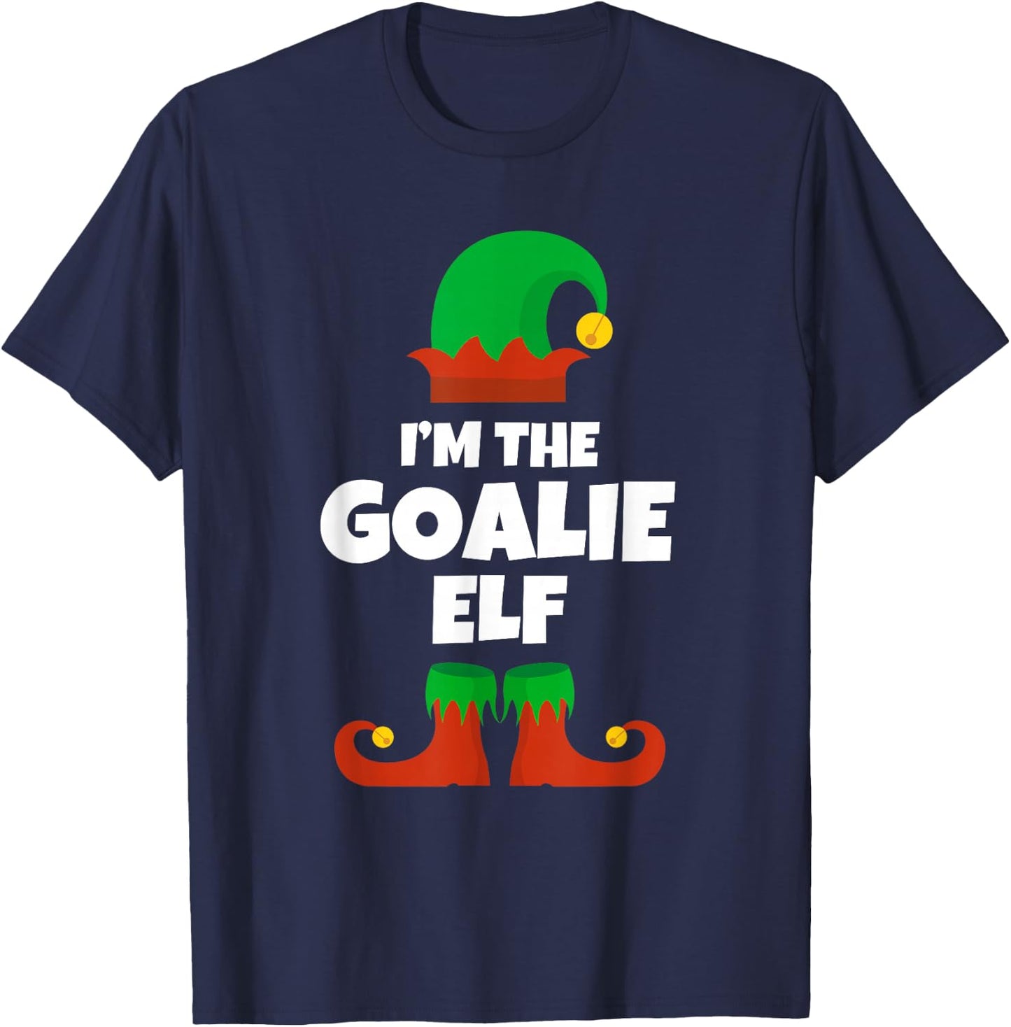 I'm The Goalie Elf Family Pajama Christmas Hockey Soccer T-Shirt - T-Shirt | Navy