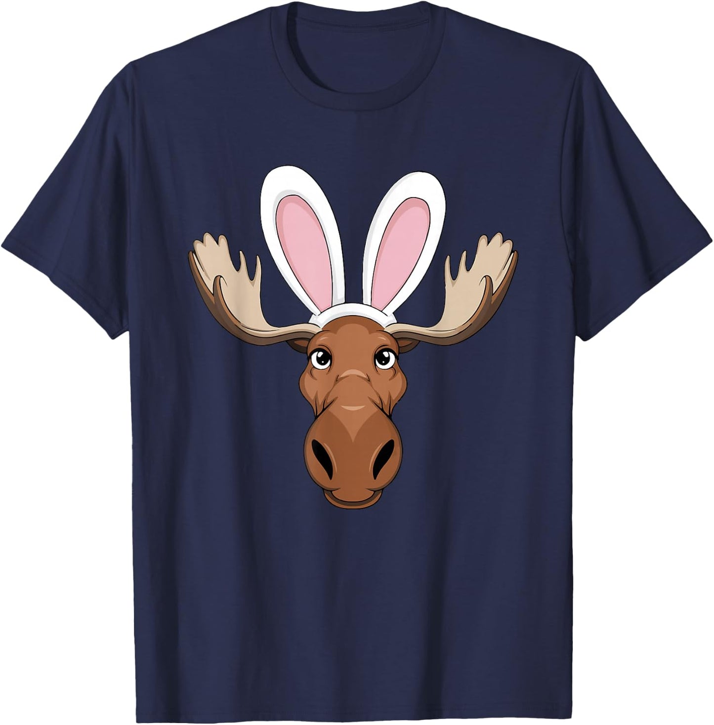Moose with Bunny Ears Funny Easter Kids Boys Girls & Adults T-Shirt - T-Shirt | Navy