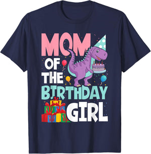 Mom of The Birthday For Girl Saurus Rex Dinosaur Party T-Shirt - T-Shirt | Navy