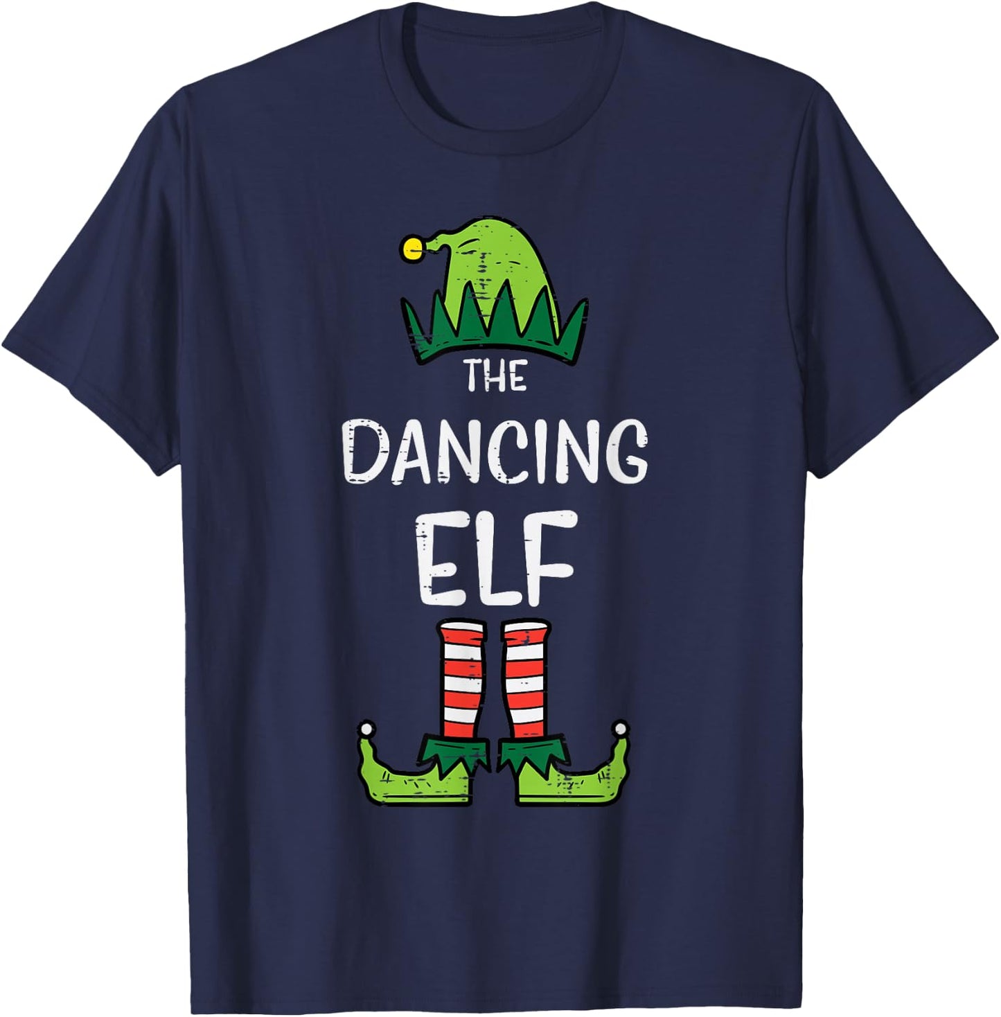 Dancing Elf Xmas PJs Matching Christmas Pajamas Family Girls T-Shirt - T-Shirt | Navy