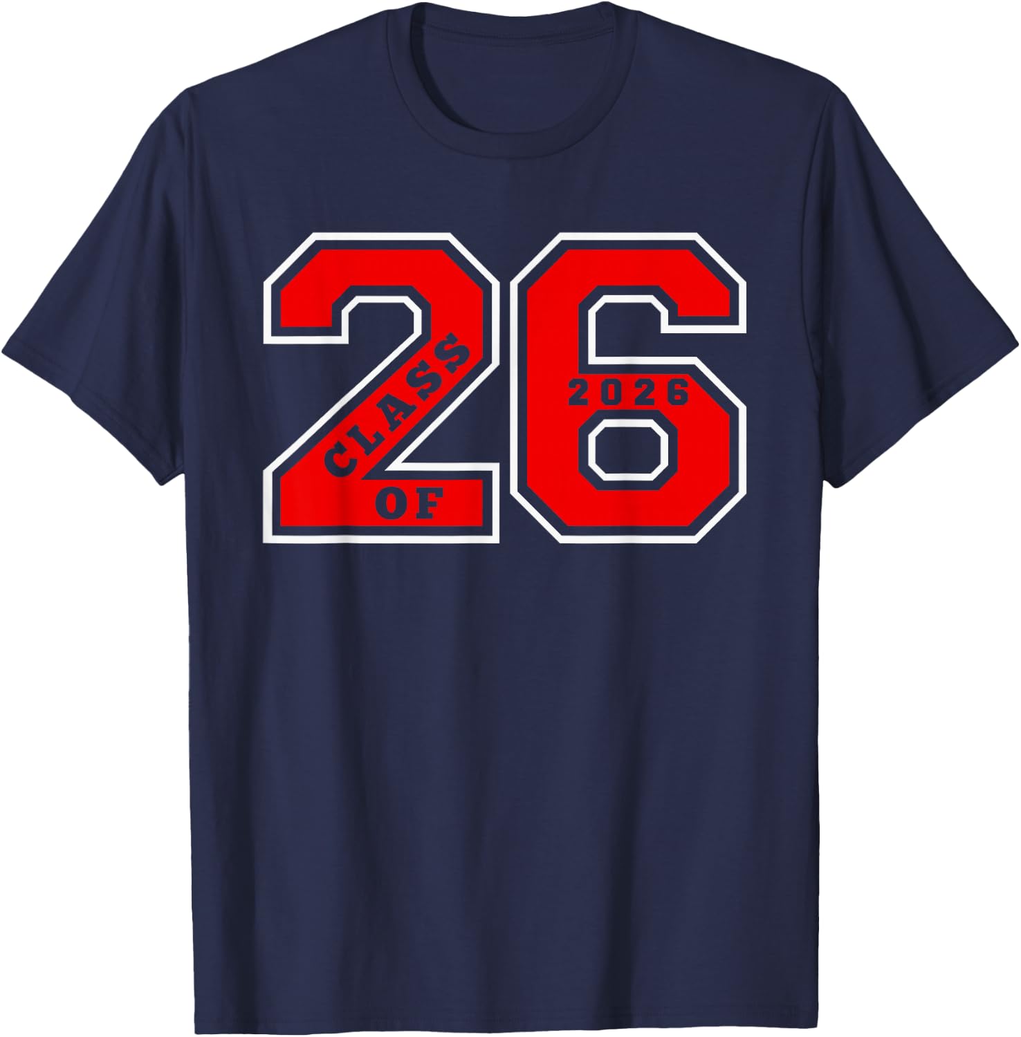 Class of 2026 - Letterman Style Red Class of 26 Swag Gift 2 T-Shirt - T-Shirt | Navy