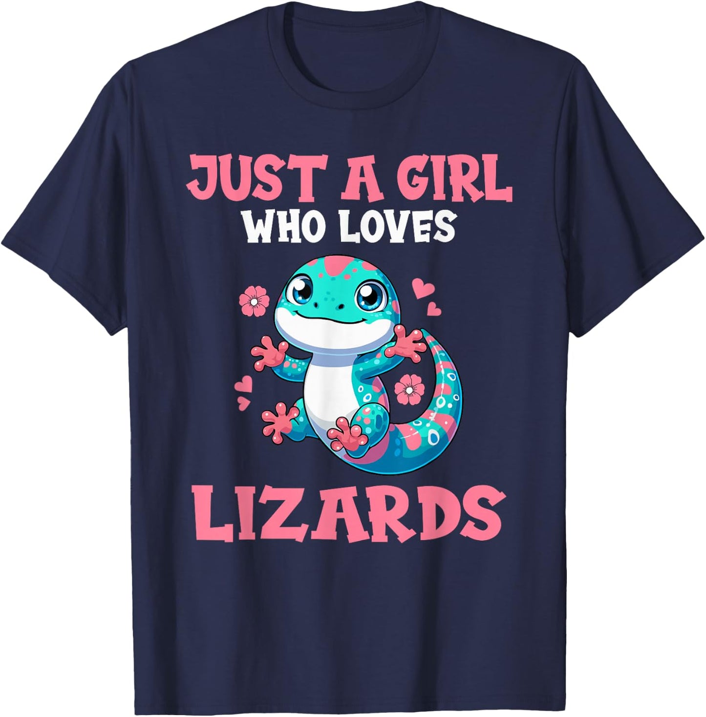 Just A Girl Who Loves Lizards Cute Lizard Girl T-Shirt - T-Shirt | Navy