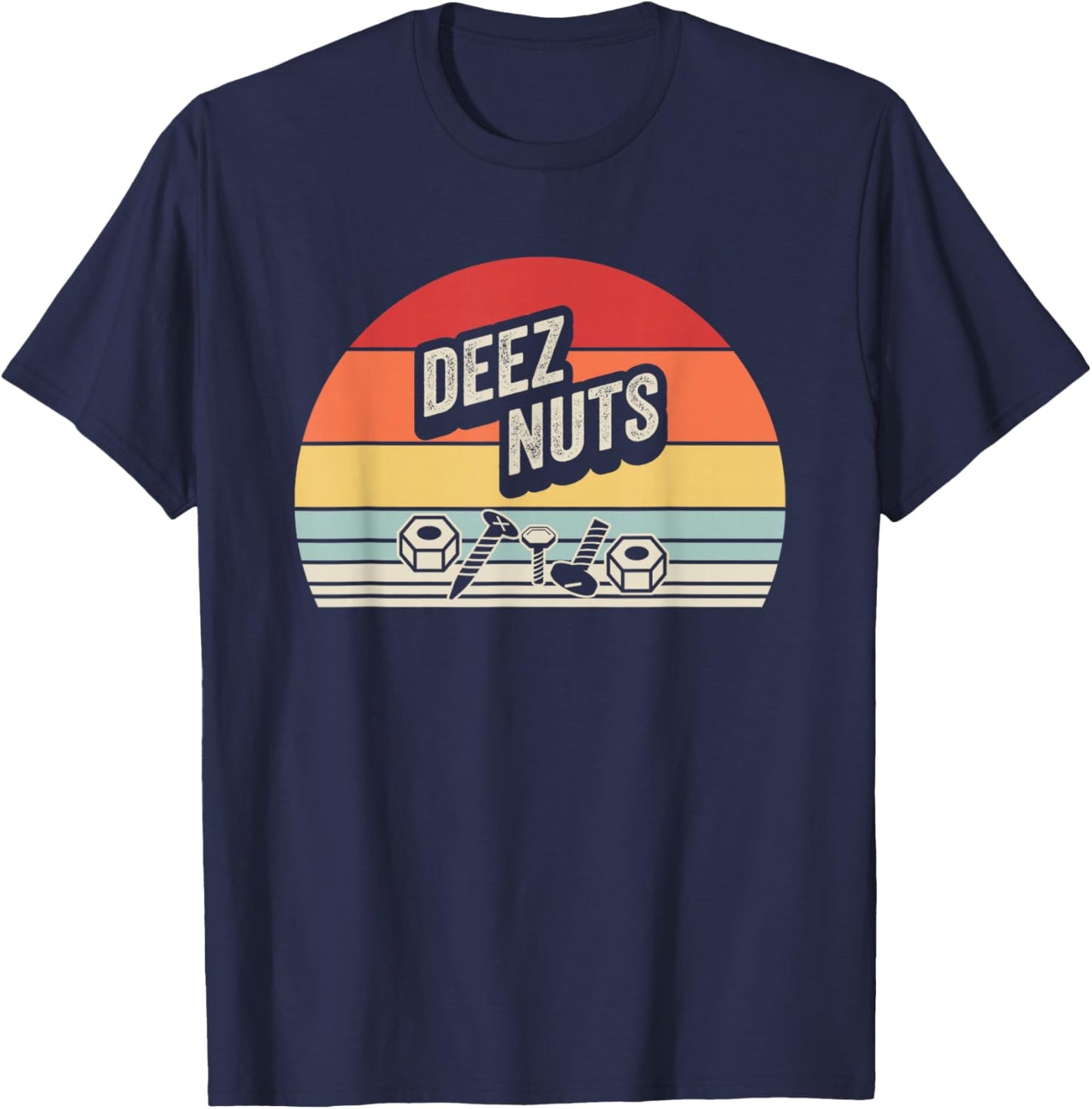 Deez Nuts Funny Retro Vintage Sunset Graphic T-Shirt - T-Shirt | Navy