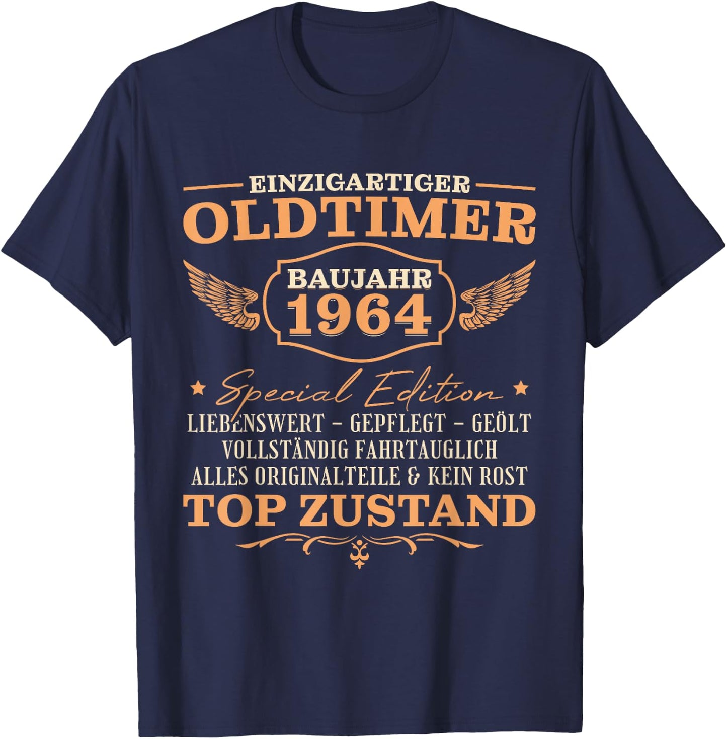 Vintage 1964 Born Vintage 60th Birthday , black T-Shirt - T-Shirt | Navy