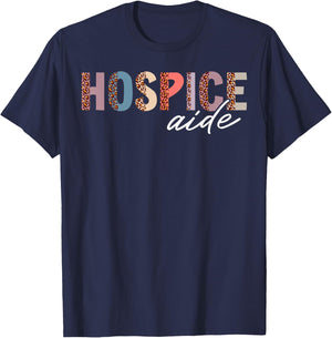 Hospice Aide Leopard T-Shirt - T-Shirt | Navy