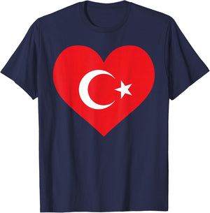 I Love Türkiye In My Heart Drapeau turc Art National Pride T-Shirt - T-Shirt | Navy