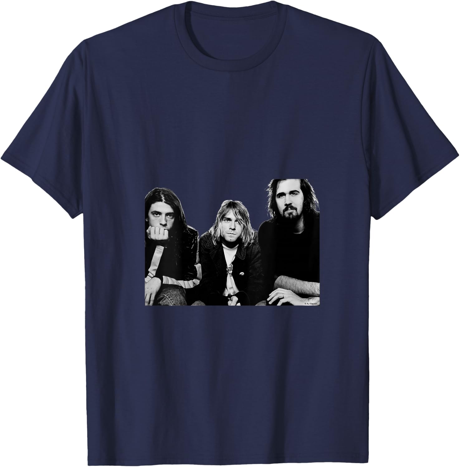 Women's Nirvana Kurt Cobain Band Portrait By AJ Barratt V-Neck T-Shirt - T-Shirt | Navy