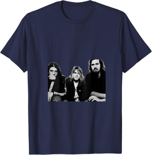 Women's Nirvana Kurt Cobain Band Portrait By AJ Barratt V-Neck T-Shirt - T-Shirt | Navy