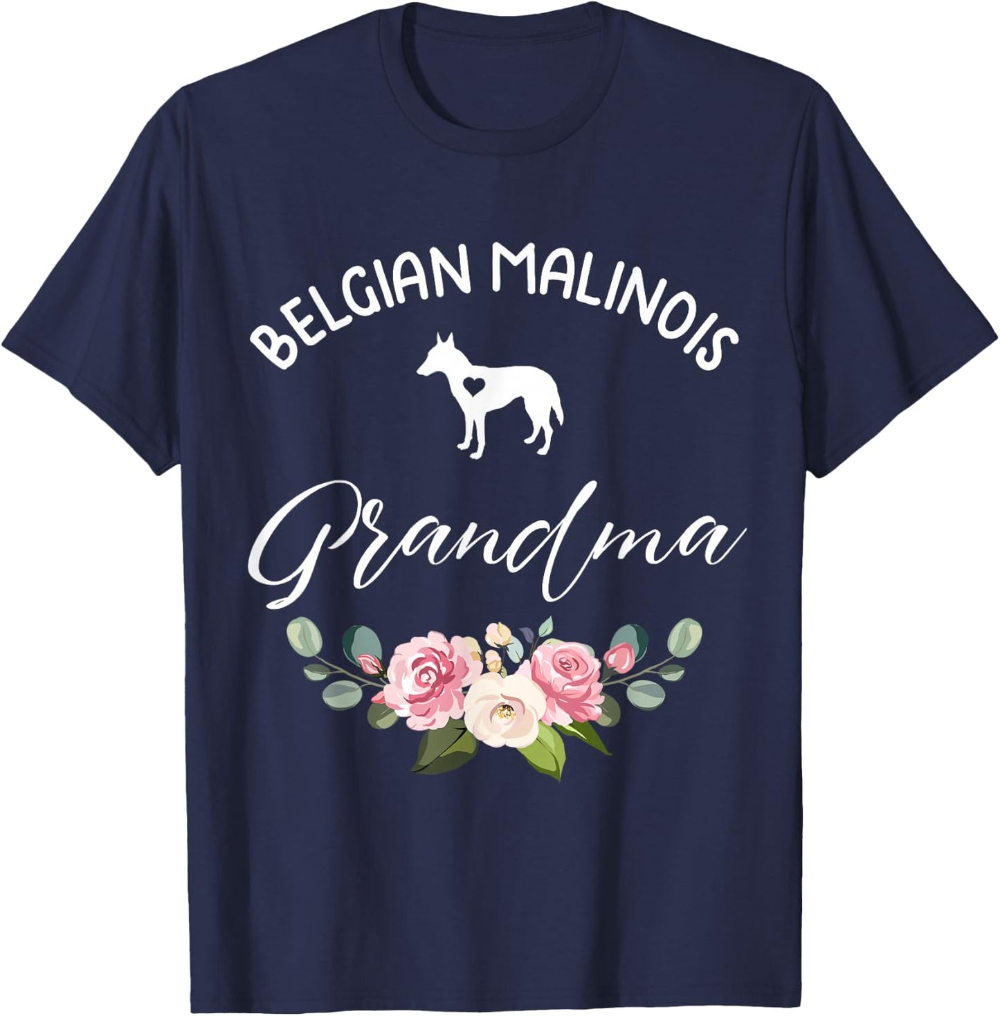 Belgian Shepherd Malinois Dog Grandma Silhouette Mothers Day T-Shirt - T-Shirt | Navy