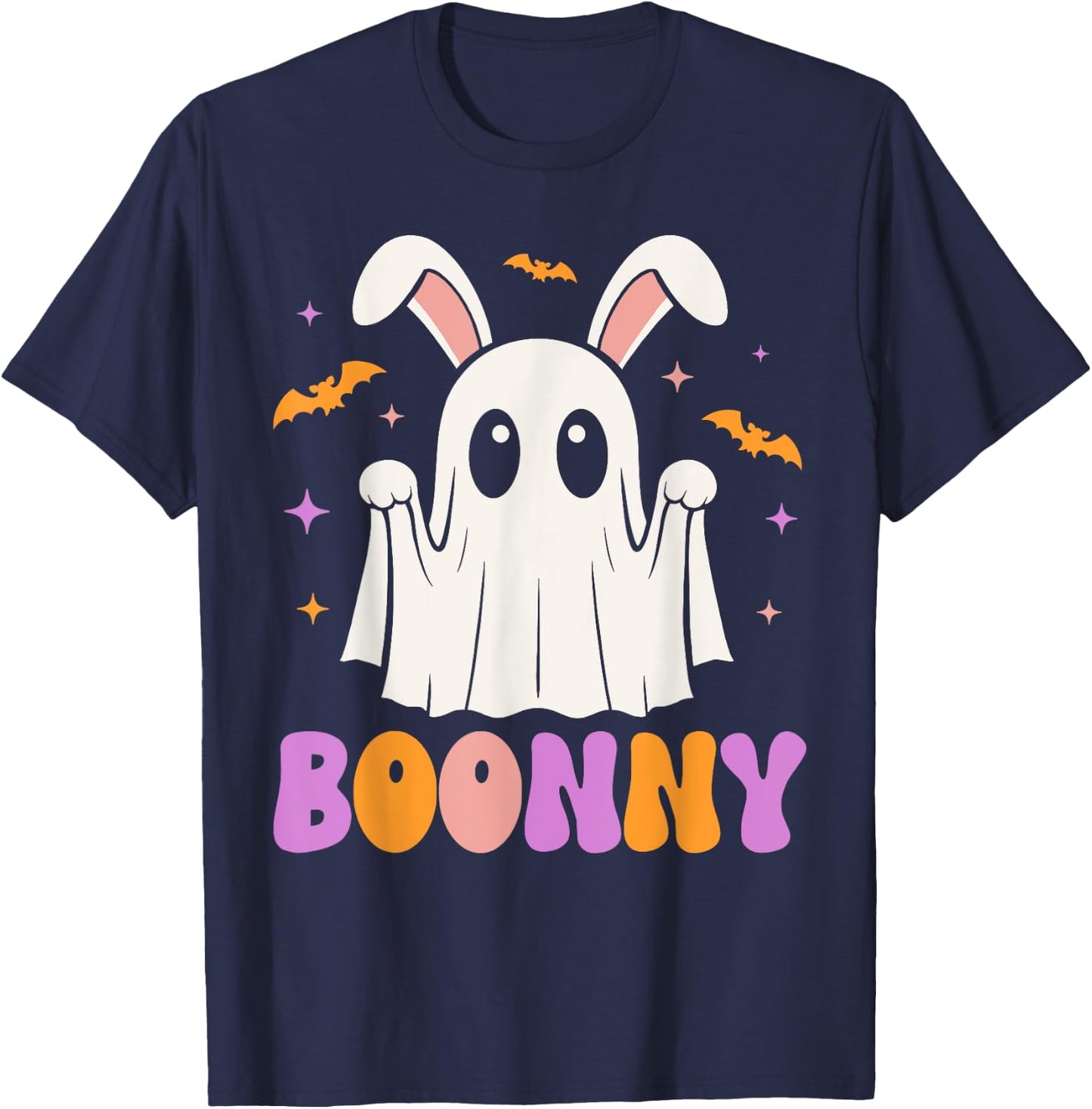 Boonny, spooky bunny ghost pun, rabbit Halloween costume T-Shirt - T-Shirt | Navy