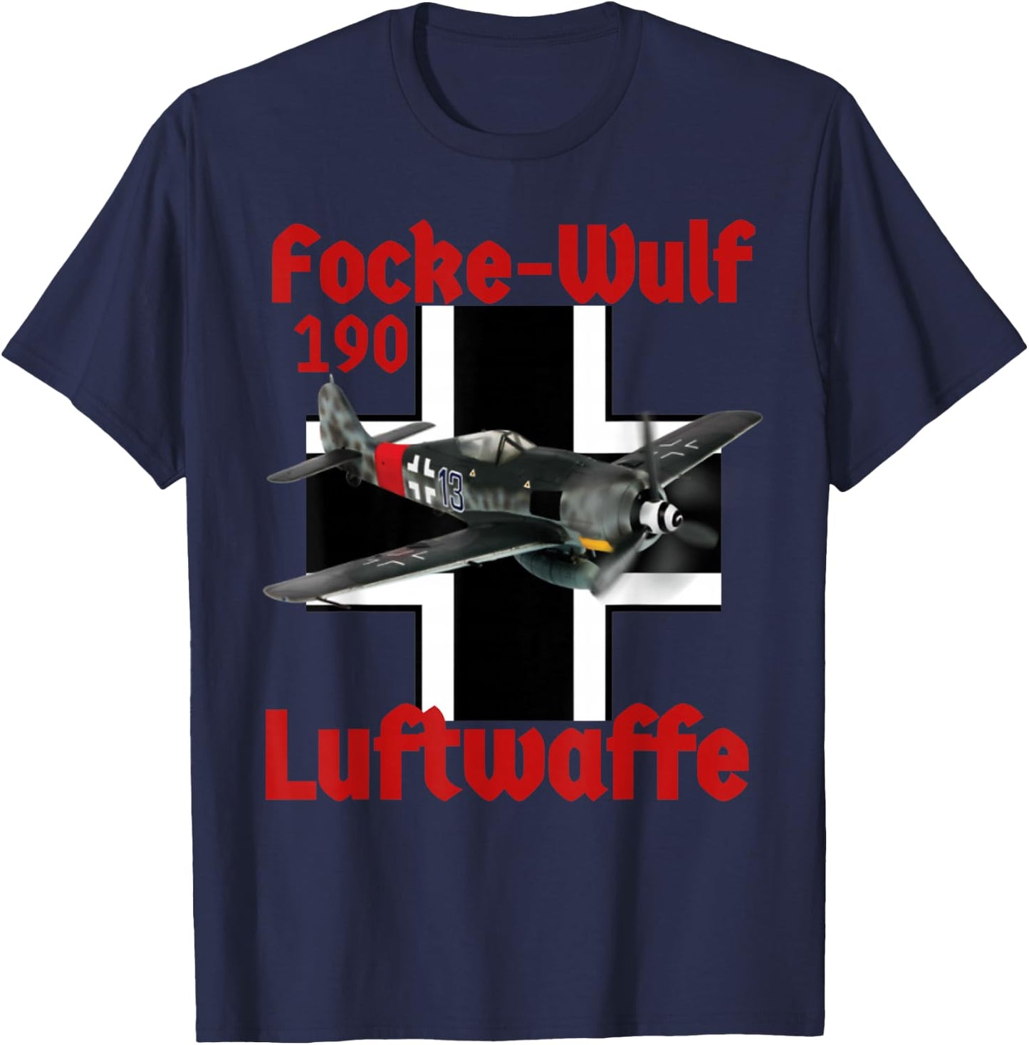 Great Aviation . German Luftwaffe F/W 190. T-Shirt - T-Shirt | Navy
