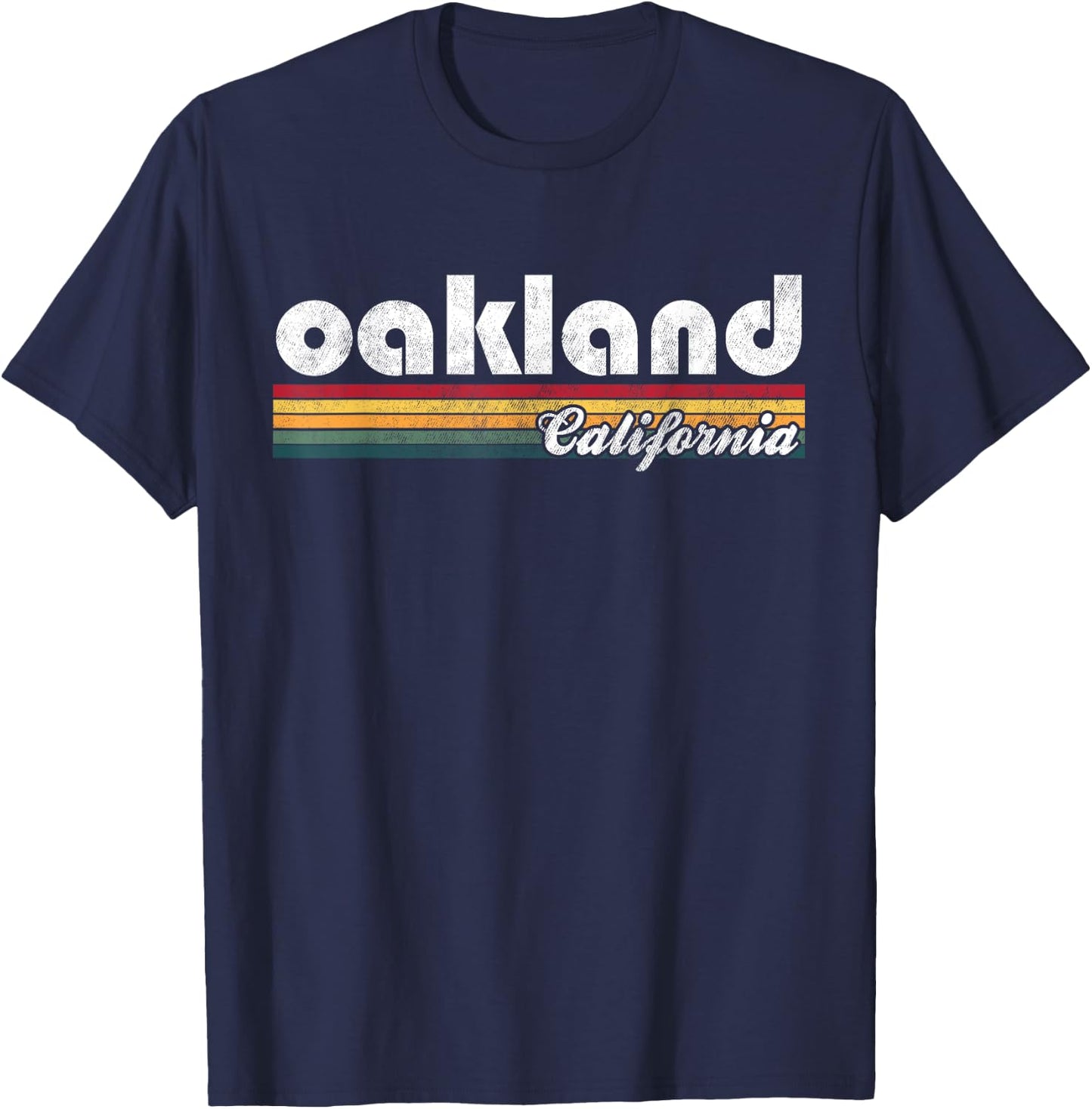 Oakland California Vintage 70's 80's Retro Style Men Women T-Shirt - T-Shirt | Navy