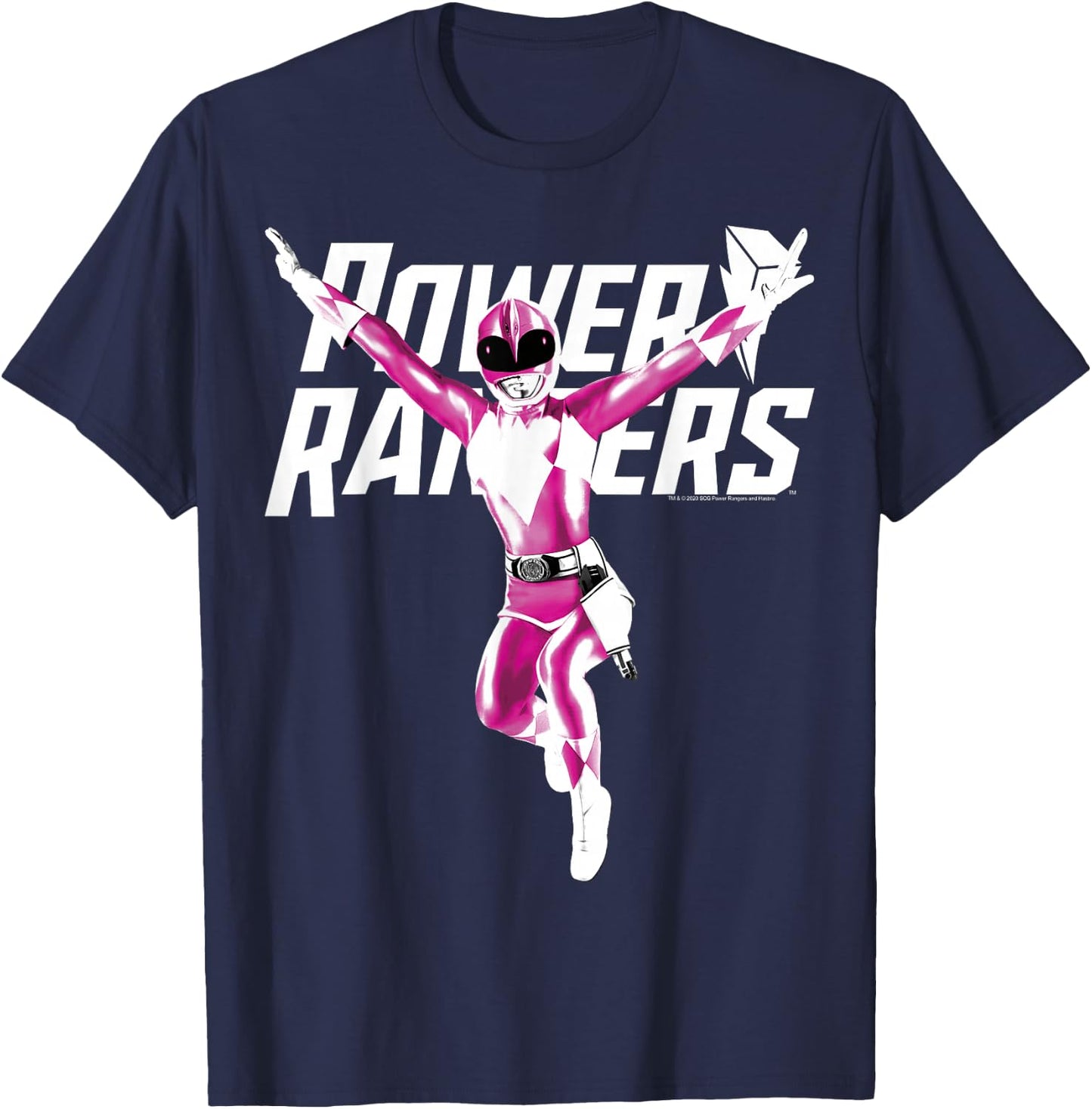 Power Rangers Pink Ranger Karate Action Pose Logo Small T-Shirt - T-Shirt | Navy
