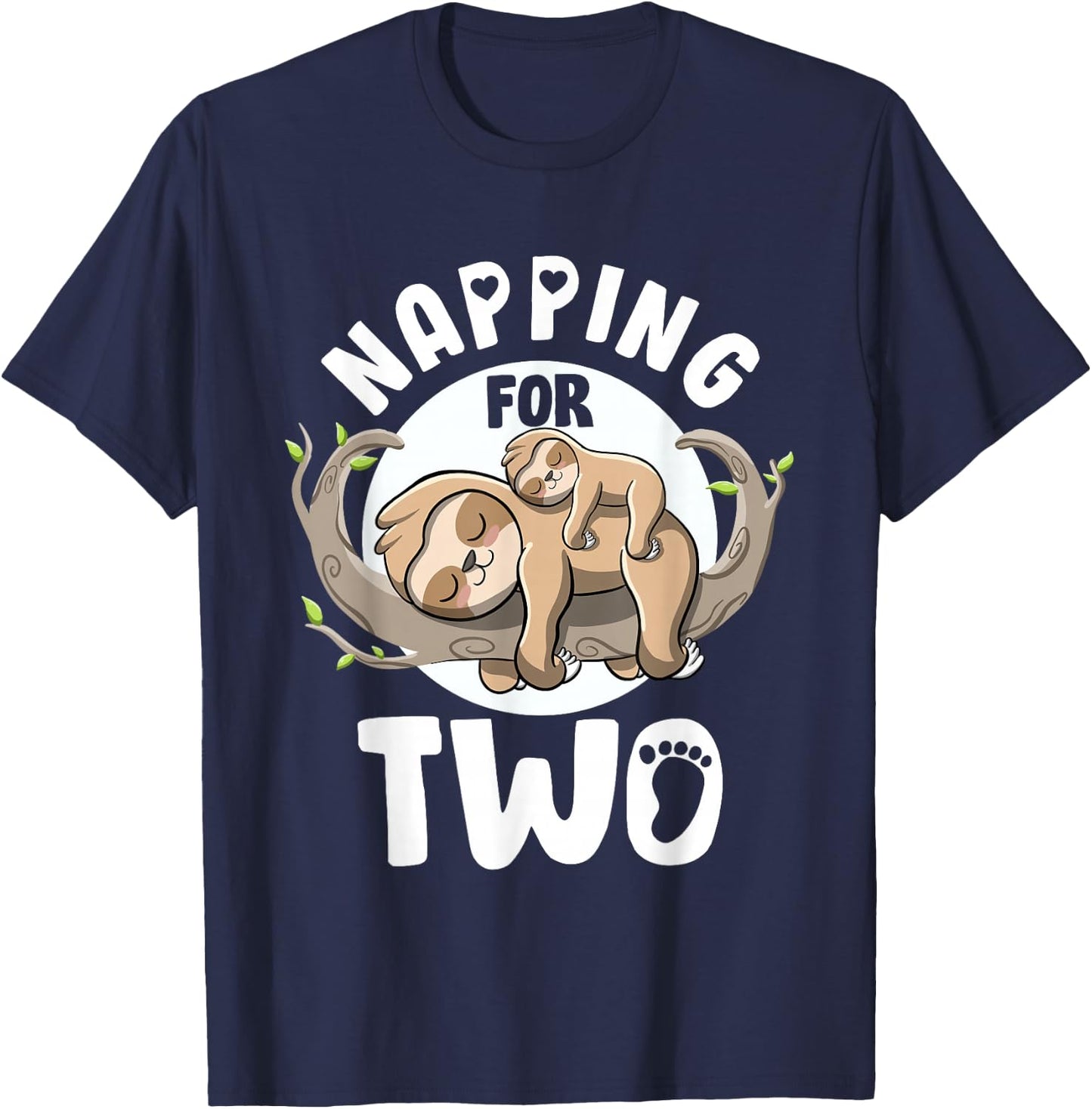 Napping For Two Cute Sloth Pregnancy Announcement Mom To Be T-Shirt - T-Shirt | Navy