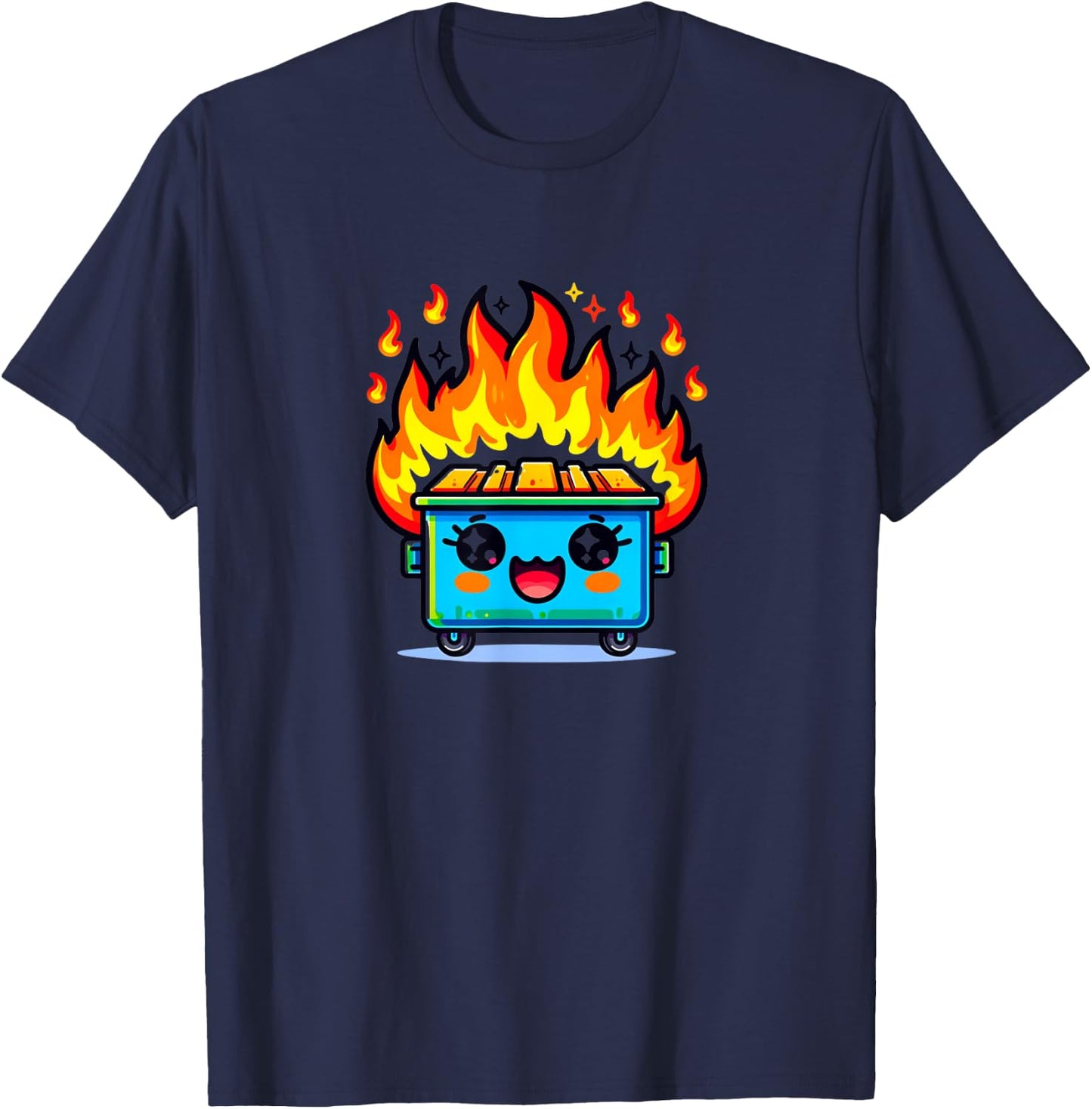 Cute Dumpster Fire Kawaii Kids Boys Girls T-Shirt - T-Shirt | Navy