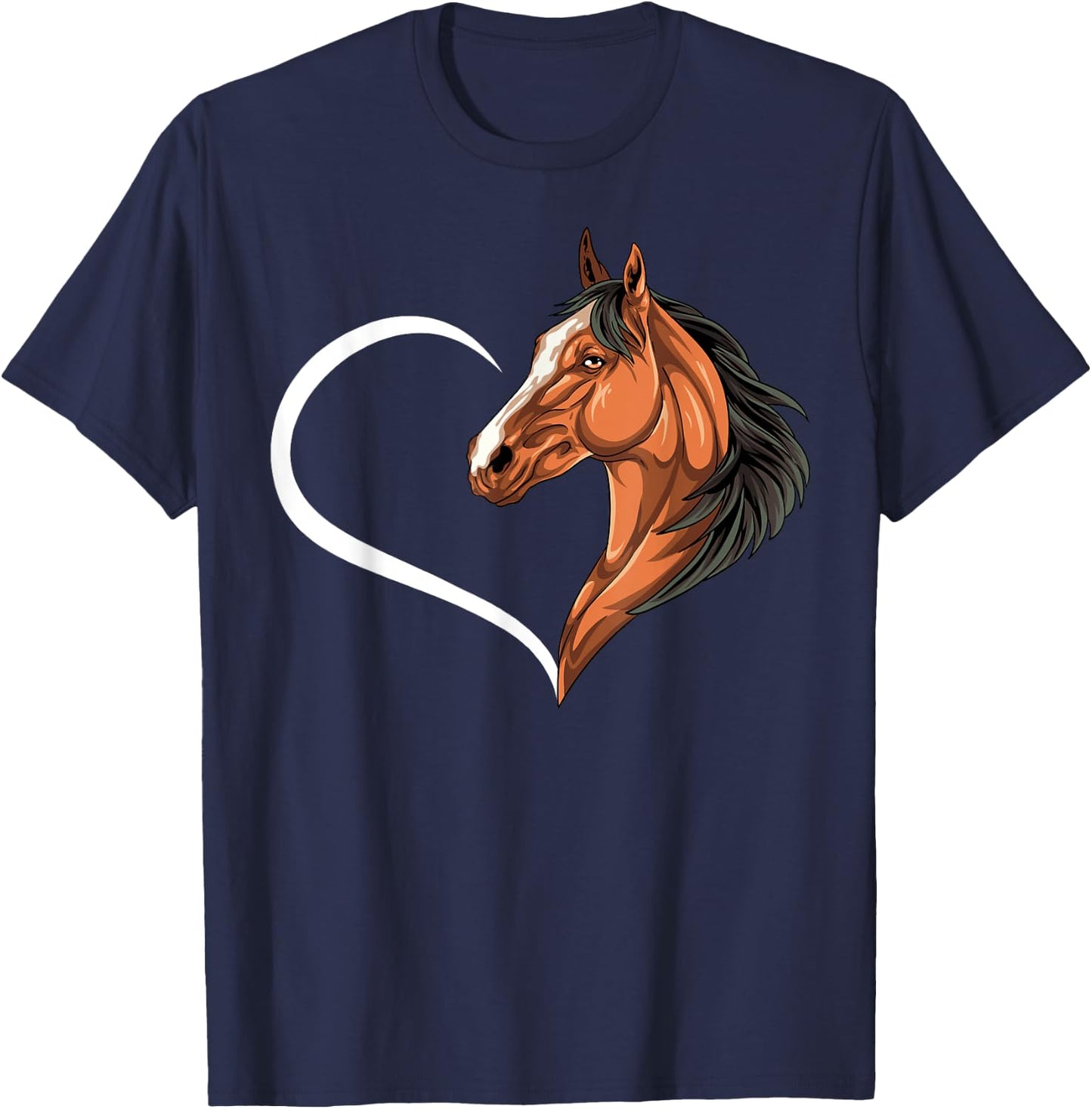 Horse Shirts Girls Kids Heart Cute Horse T-Shirt - T-Shirt | Navy