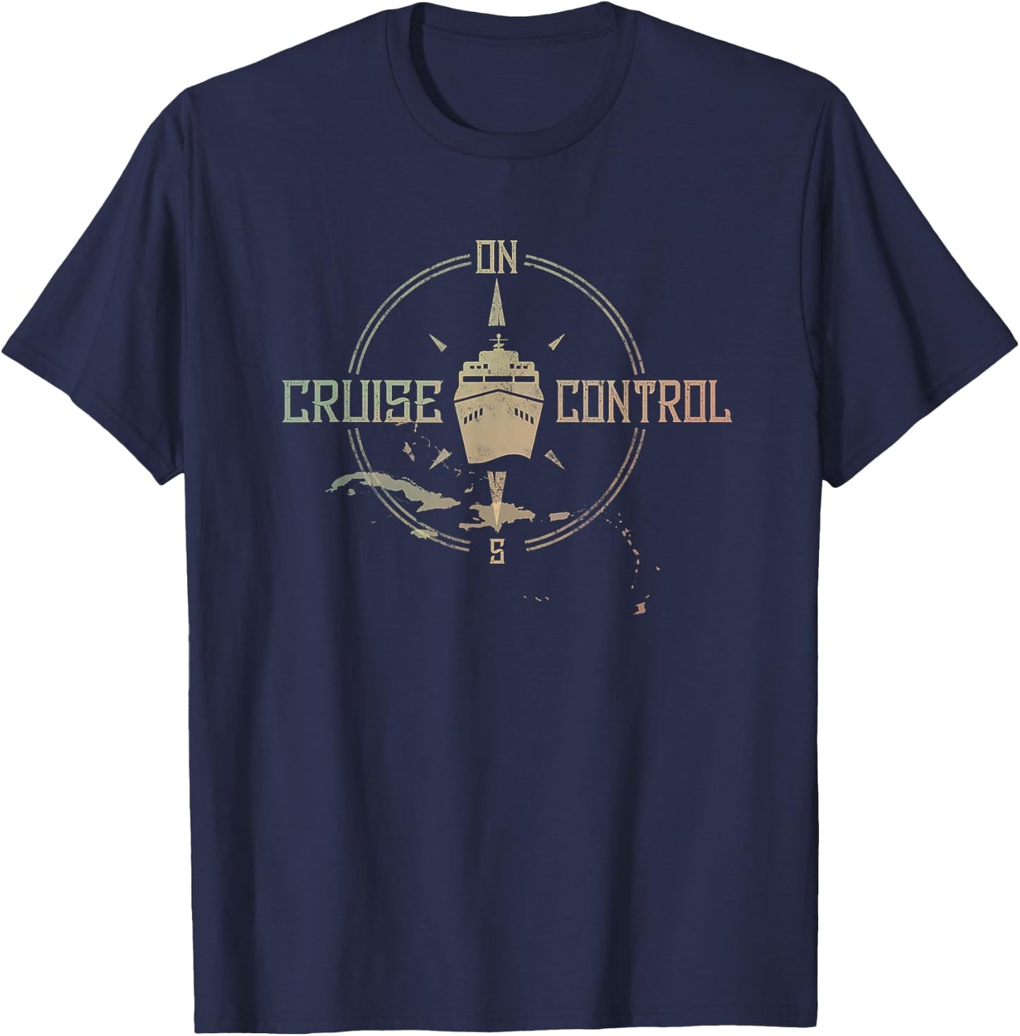 On Cruise Control Funny Cruising family shirt vacation gift T-Shirt - T-Shirt | Navy
