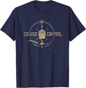 On Cruise Control Funny Cruising family shirt vacation gift T-Shirt - T-Shirt | Navy