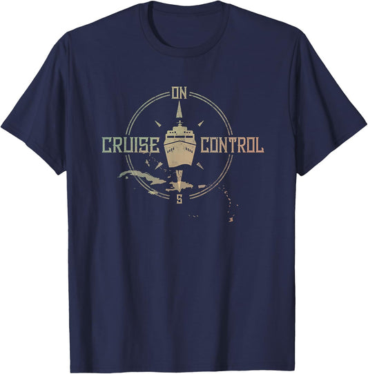 On Cruise Control Funny Cruising family shirt vacation gift T-Shirt - T-Shirt | Navy