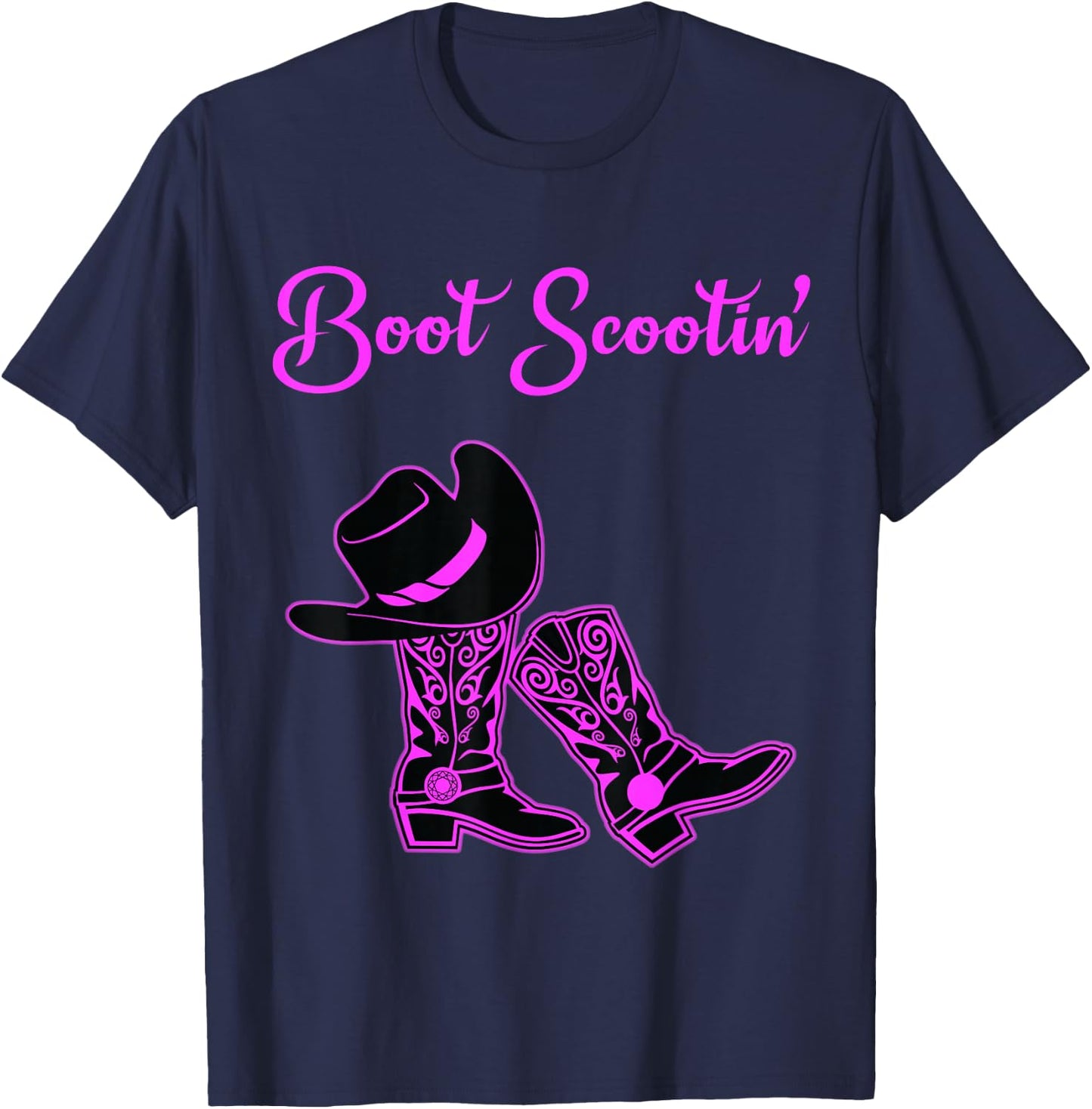 Line Dancing Boot Scootin Cowgirl Hat T-Shirt - T-Shirt | Navy
