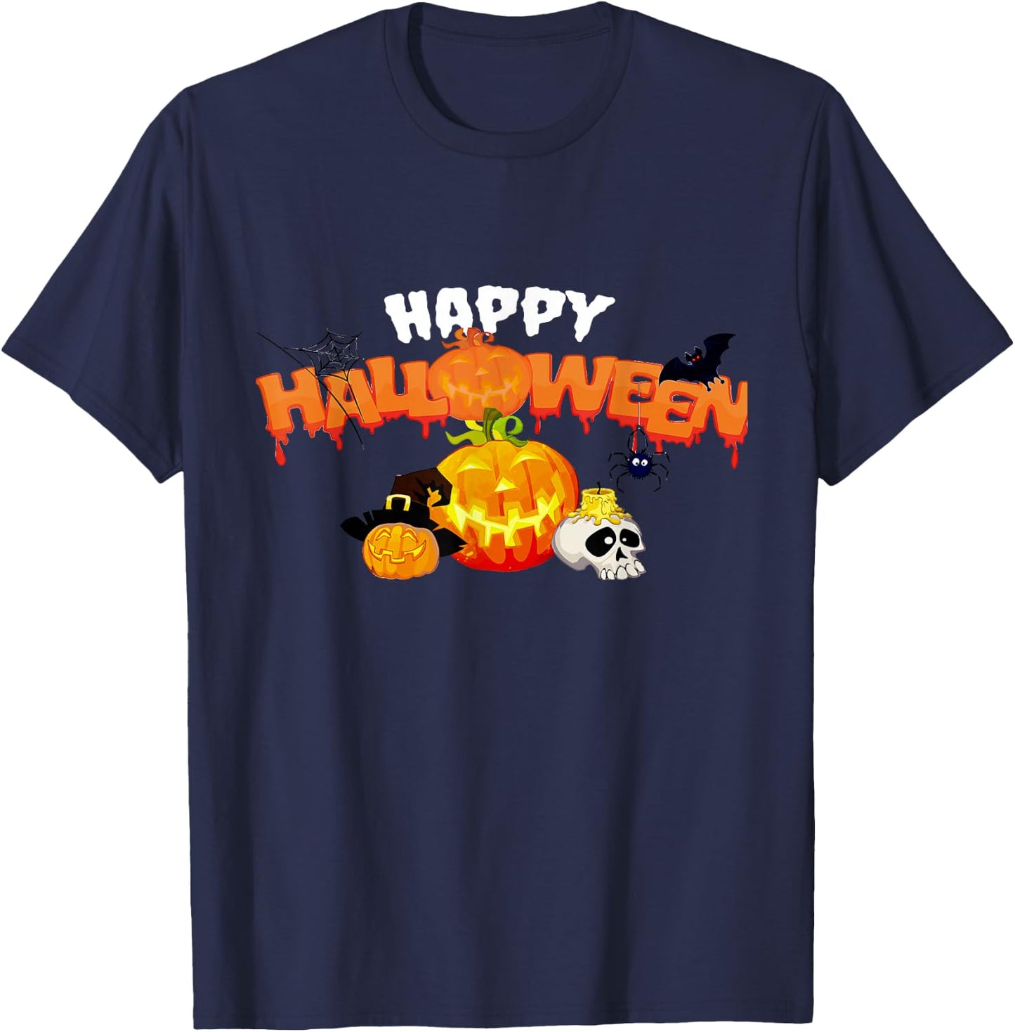 Trick Or Treat Halloween Funny Pumpkin Happy Halloween 2024 T-Shirt - T-Shirt | Navy