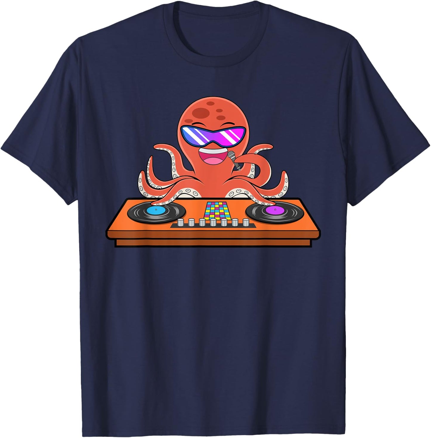 Octopus DJ Music Musician Party Squid T-Shirt - T-Shirt | Navy