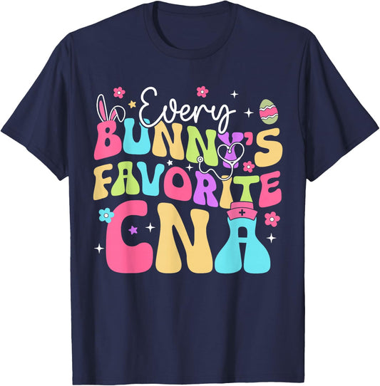 Bunny Rabbit Favorite CNA Nursing Easter Days Assistant T-Shirt - T-Shirt | Navy