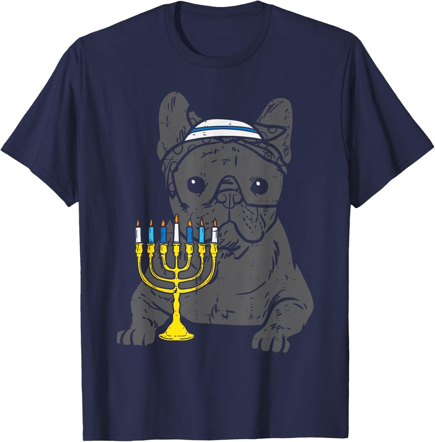 Jew French Bulldog Dog Hanukkah Pajamas Chanukah PJs Women T-Shirt - T-Shirt | Navy