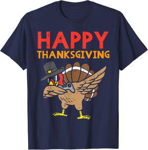 Happy Thanksgiving Dabbing Turkey Gamer Gaming Boys Men Gift T-Shirt - T-Shirt | Navy