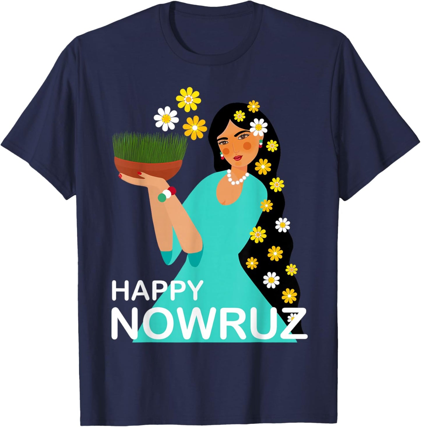 Nowruz Persian New Year Happy Nowrouz Spring Sabzeh Nowruz , gray T-Shirt - T-Shirt | Navy
