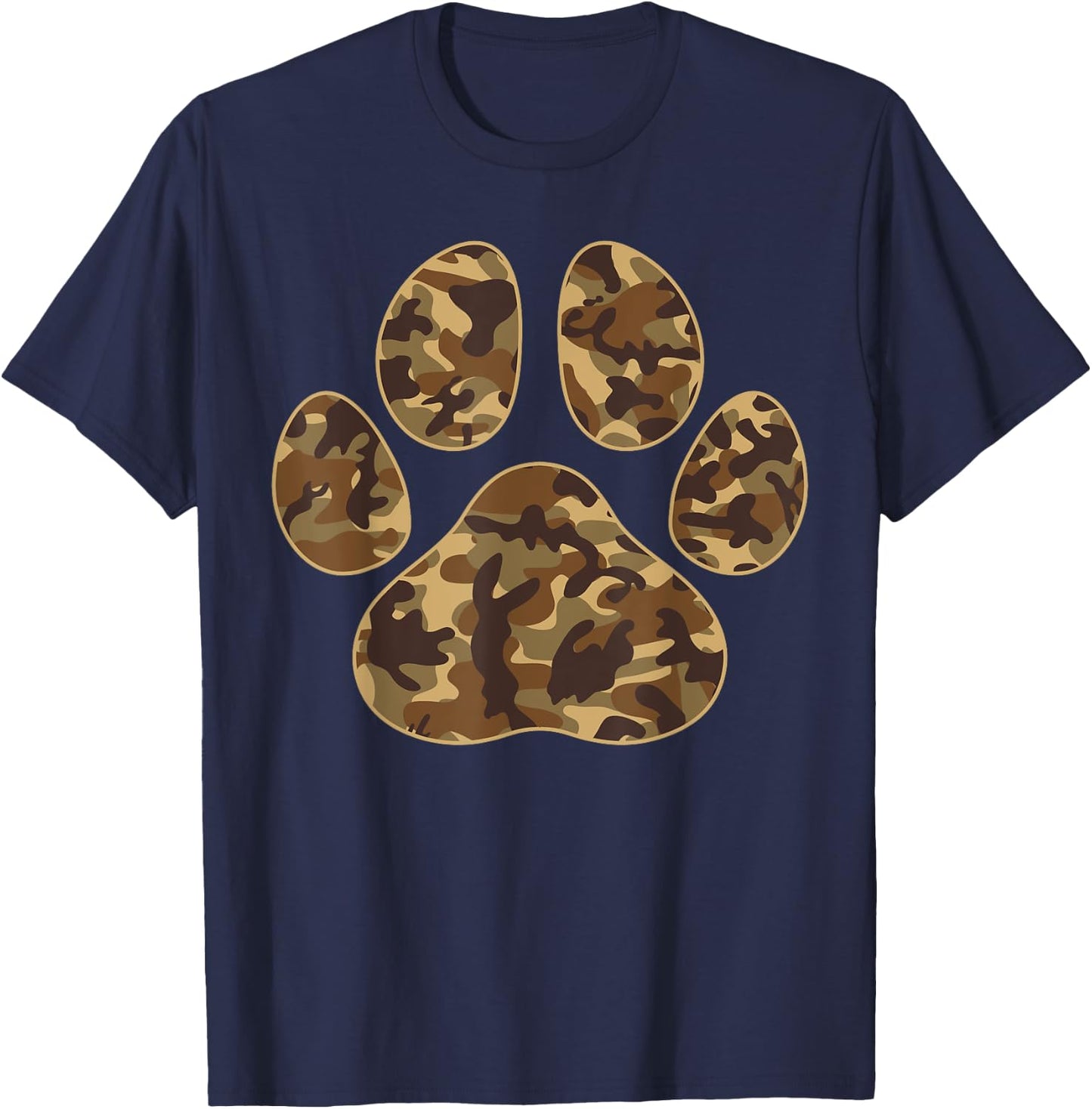 Cute Camo Paw Print Pet Owner Camouflage Paw Print Dog Lover Men Women Kids T-Shirt - T-Shirt | Navy