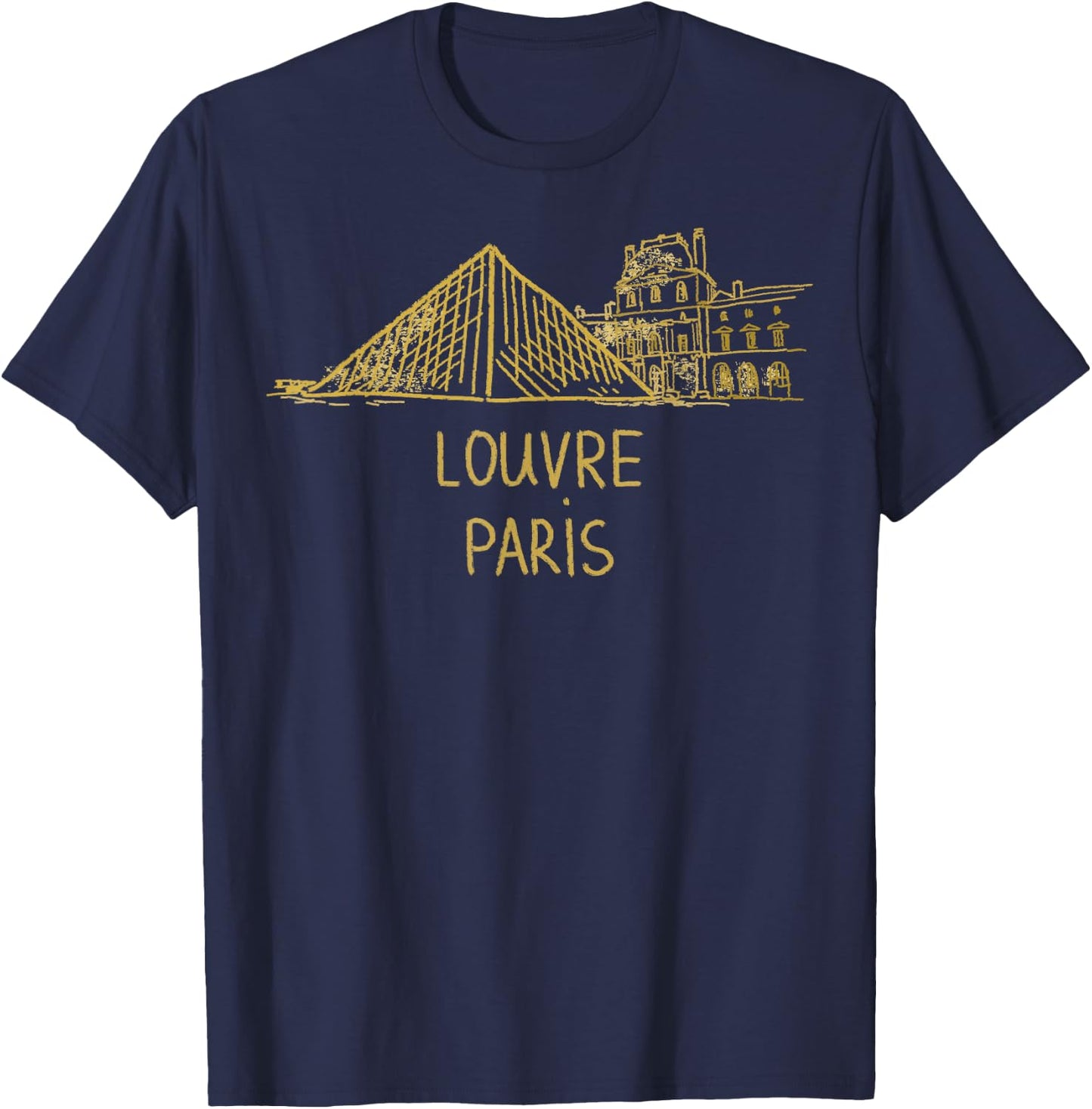 Louvre Paris France Travel Souvenir Historic Landmark Gift T-Shirt - T-Shirt | Navy