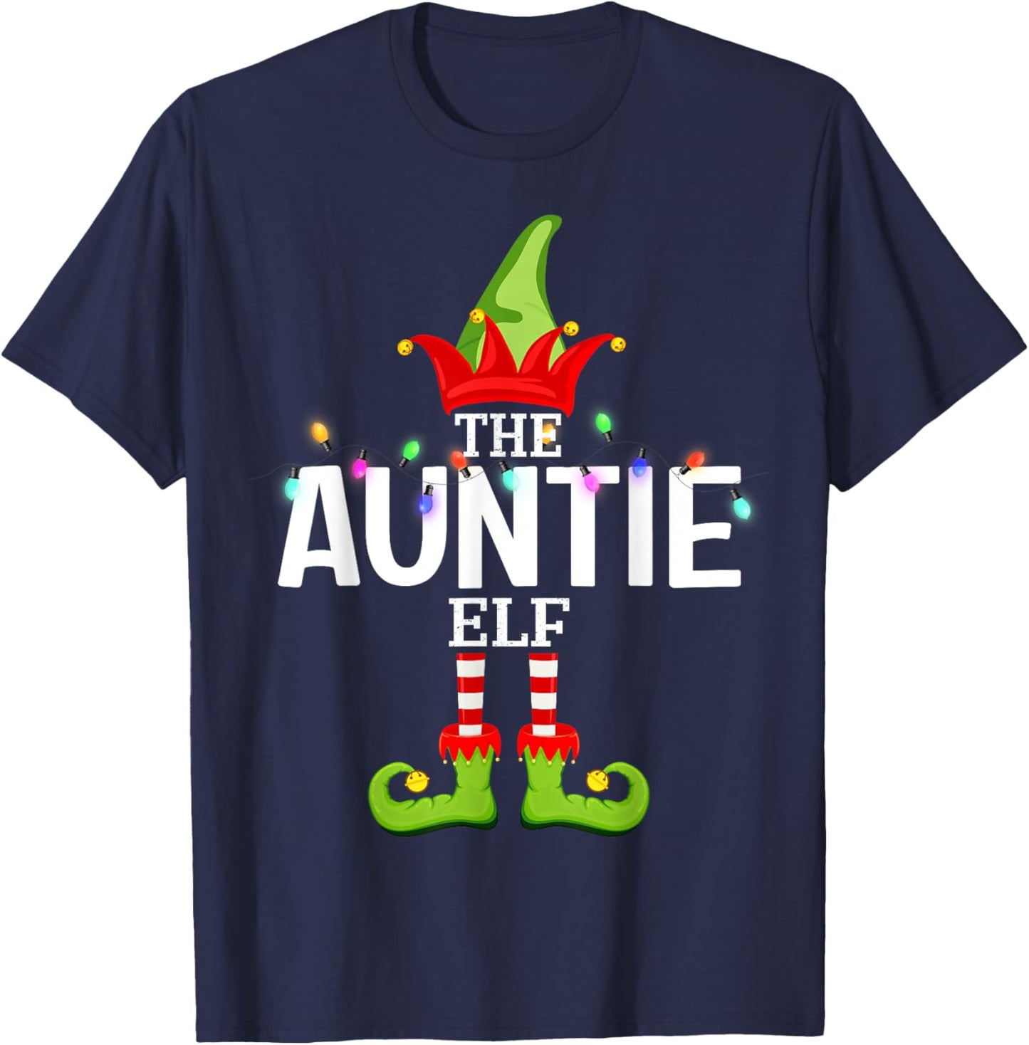 The Auntie Elf Christmas Matching Pajamas T-Shirt - T-Shirt | Navy
