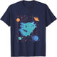 Kawaii Axolotl in Space with Planets Cute Japanese Science T-Shirt - T-Shirt | Navy