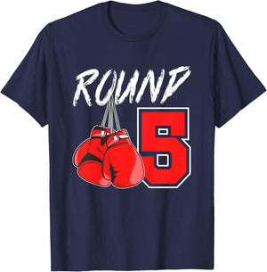 Kids 5th Birthday Boxing Boy 5 Year Old Boxer Bday Party T-Shirt - T-Shirt | Navy
