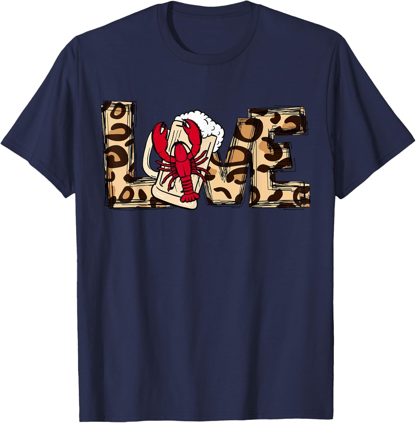 Crawfish and Beer Lovers Women's Leopard Love Crayfish T-Shirt - T-Shirt | Navy