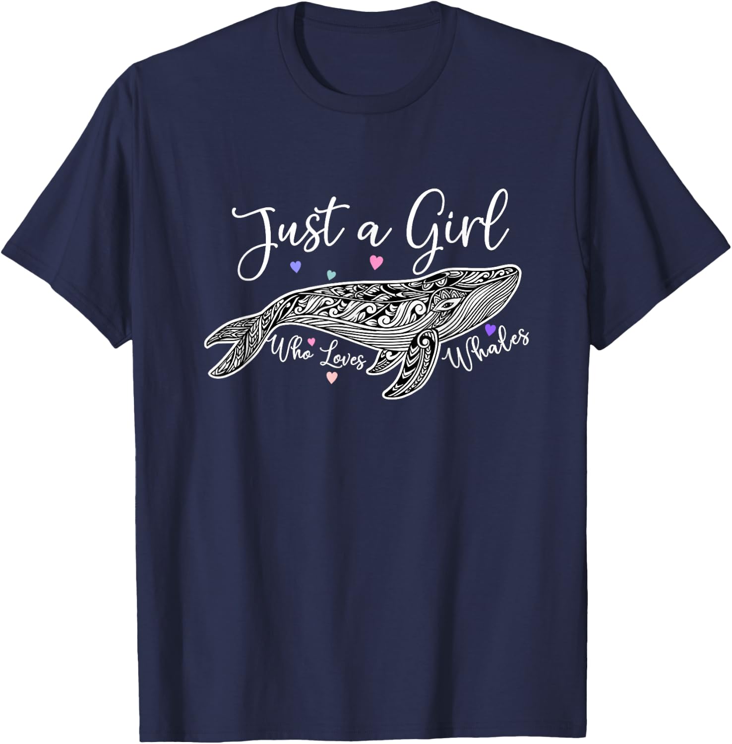 JUST A GIRL WHO LOVES WHALES cute design of Humpback Whale T-Shirt - T-Shirt | Navy