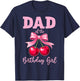 Cherry Coquette Bow Dad of The Birthday Girl Family Matching T-Shirt - T-Shirt | Navy