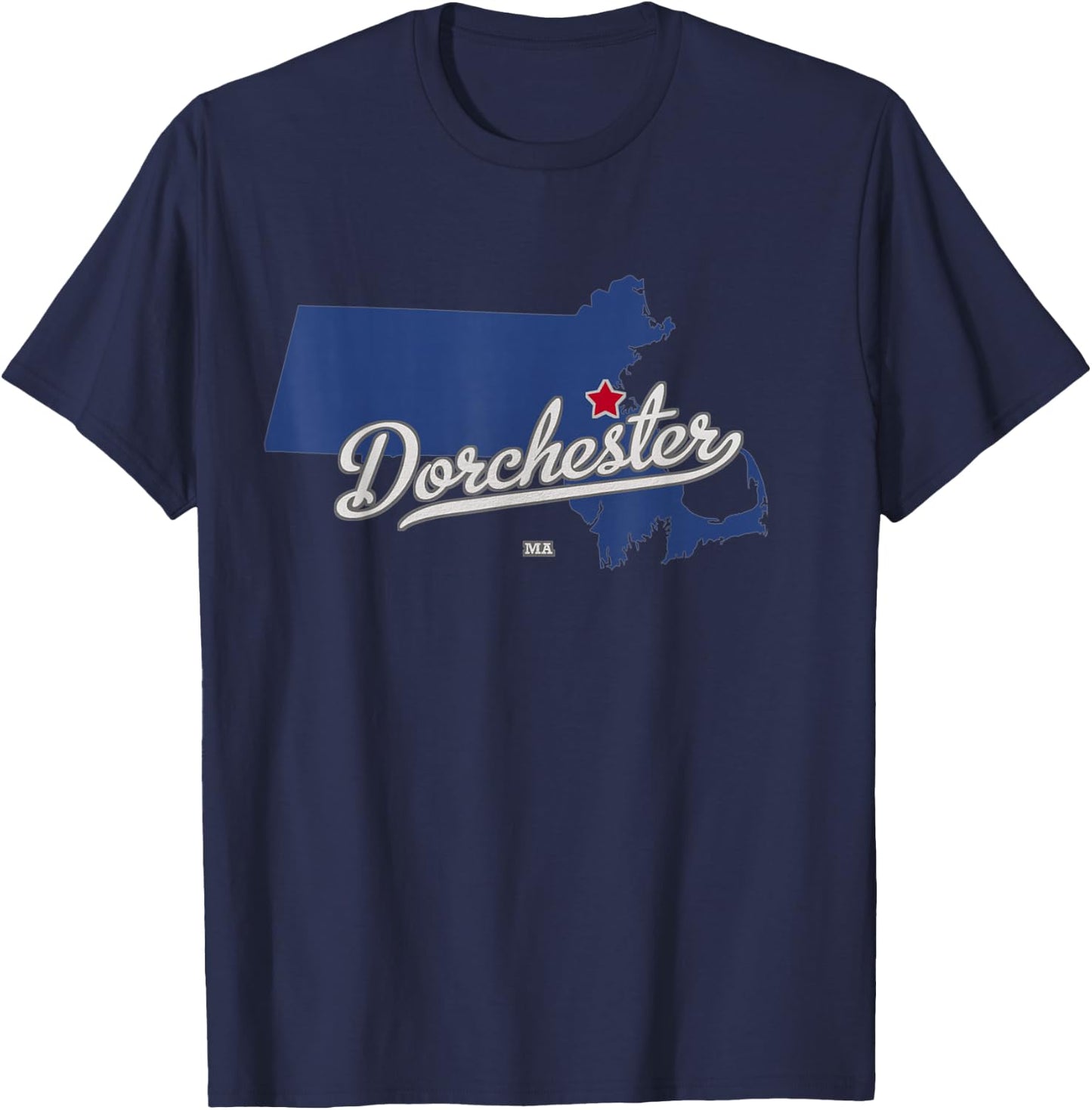 Dorchester Massachusetts Boston MA Map T-Shirt - T-Shirt | Navy