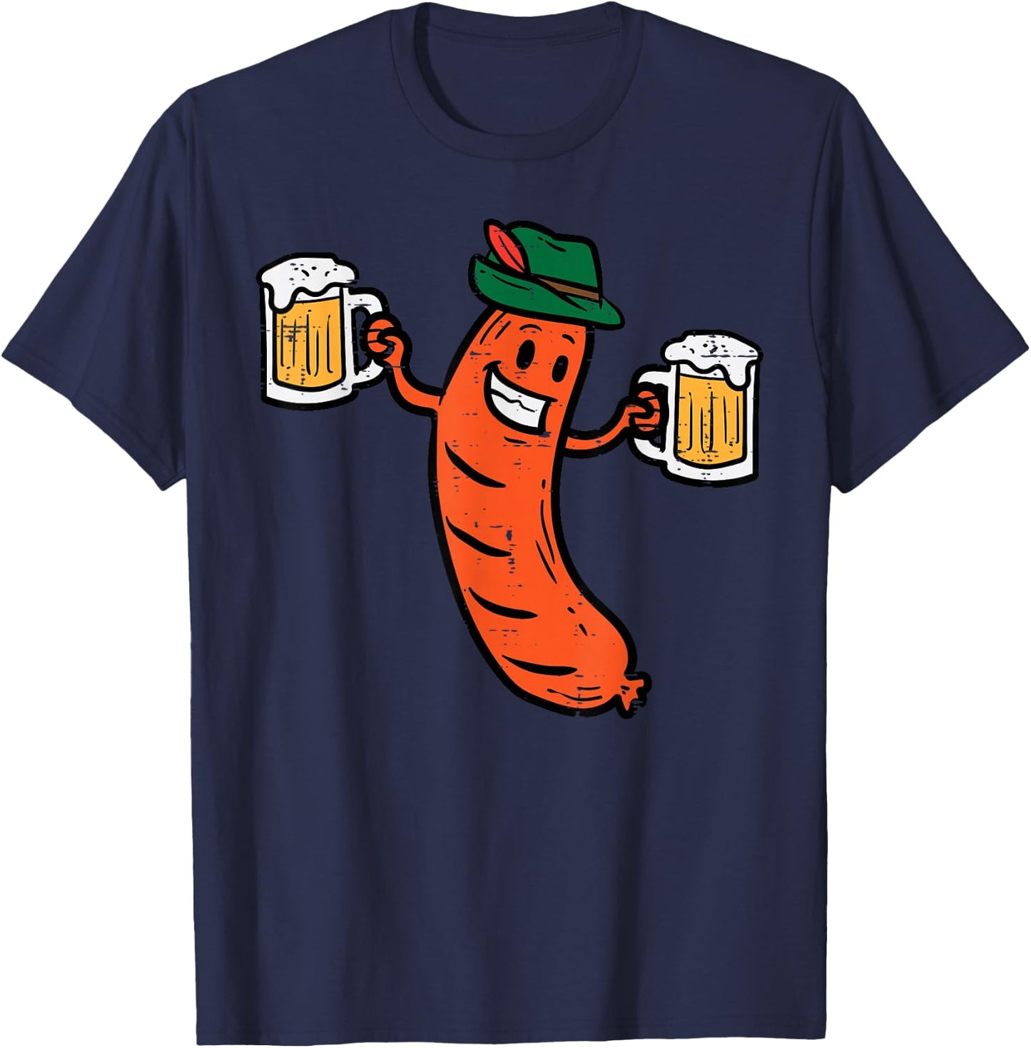 Oktoberfest Bratwurst German Sausage Costume Men Women Kids T-Shirt - T-Shirt | Navy