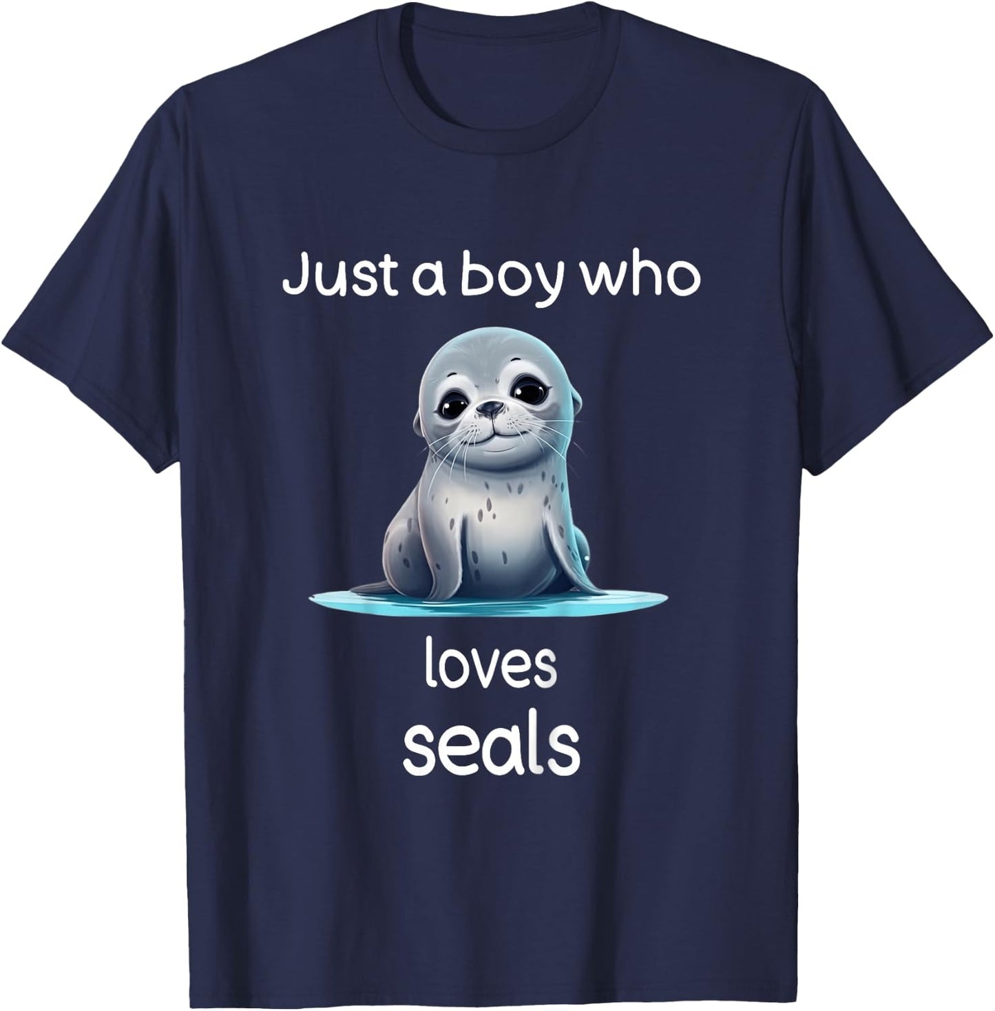 Kids Seal Lover Shirt for Boys Animal Lover I Love Seals T-Shirt - T-Shirt | Navy