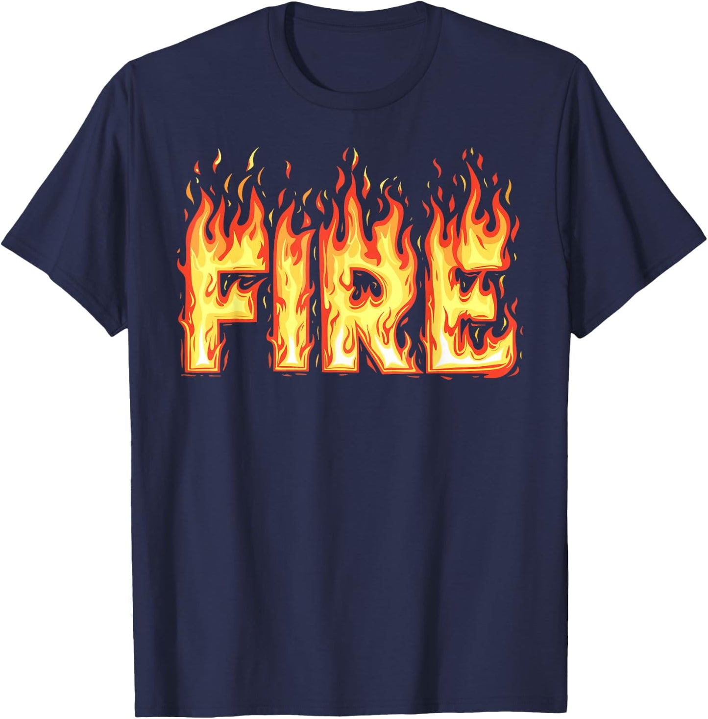 Fire Flame Costume Adult Kids Men Women , Black, S T-Shirt - T-Shirt | Navy
