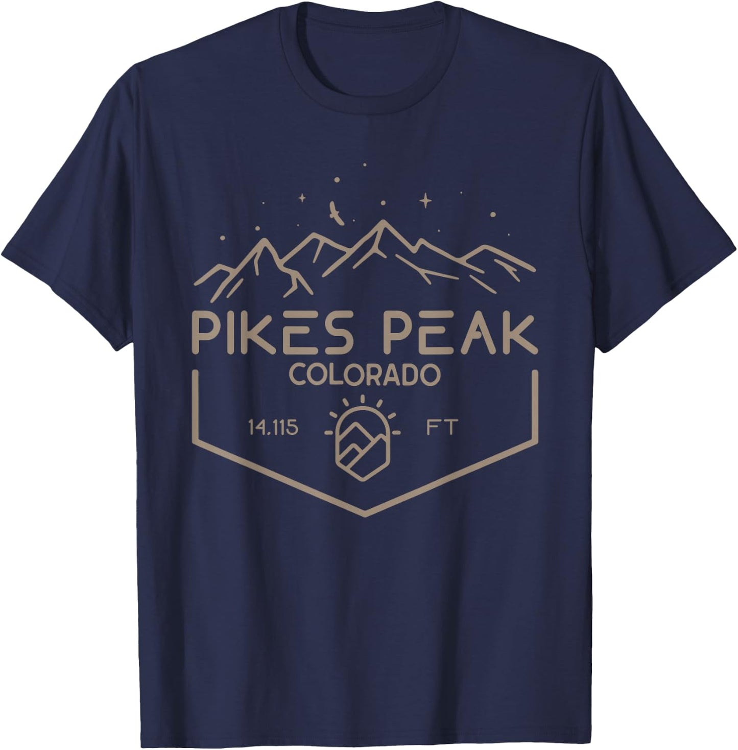 Pikes Peak 14,115 Ft. Colorado Mountains T-Shirt - T-Shirt | Navy