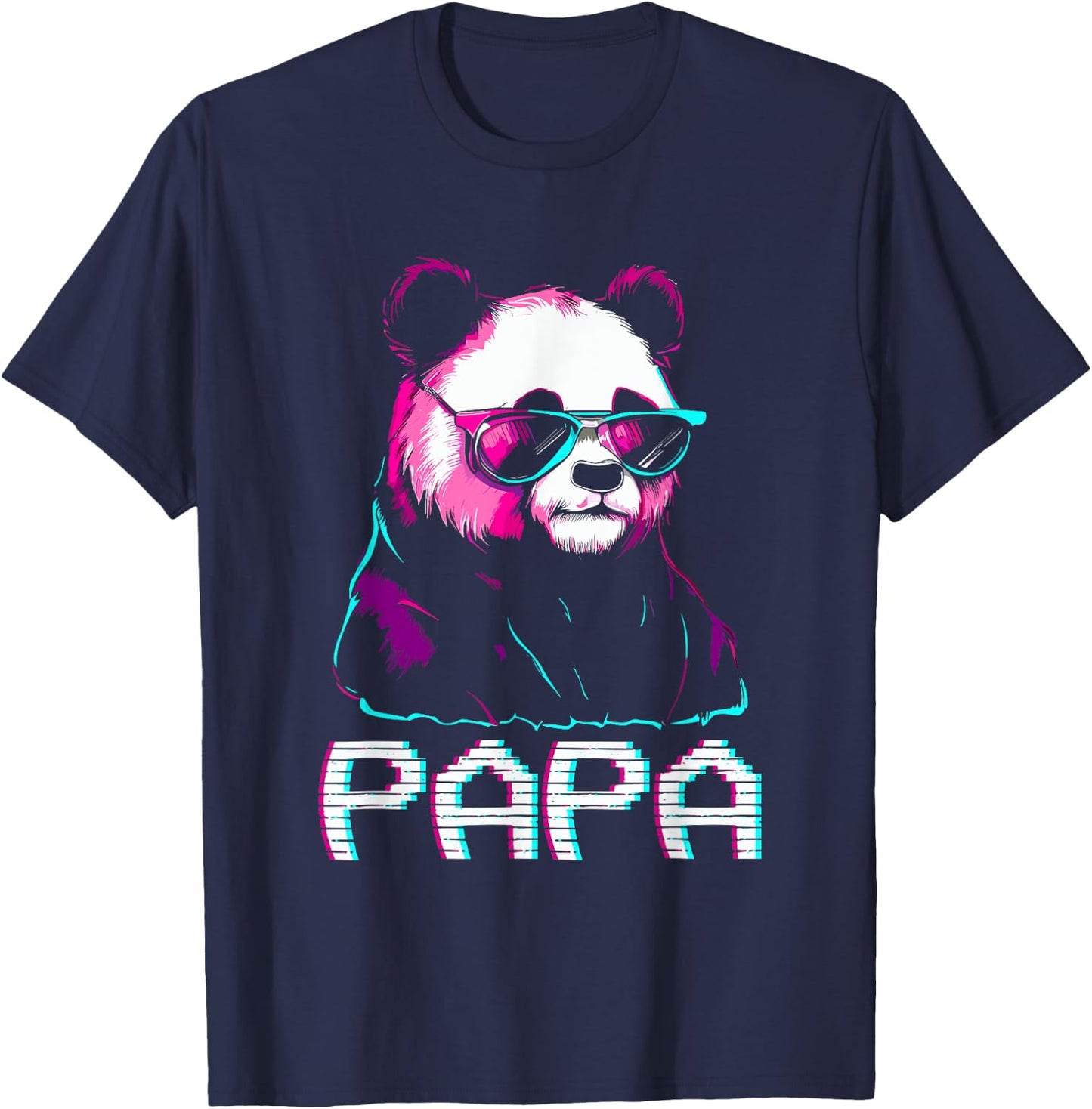 Papa Panda Bear - Retro Funny Papa Father's Day Birthday T-Shirt - T-Shirt | Navy