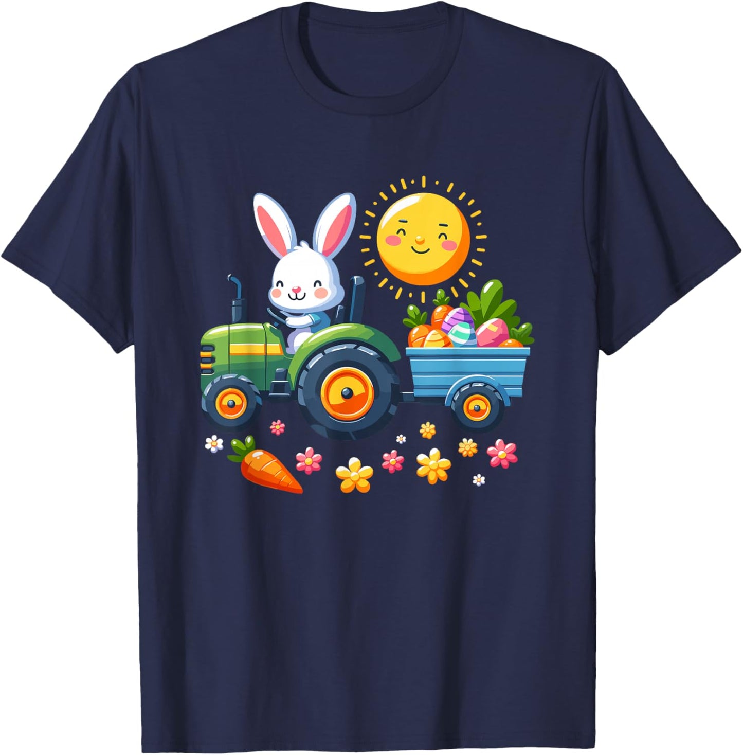 Easter Tractor Boys Easter Nest Farmer Easter Bunny , black T-Shirt - T-Shirt | Navy
