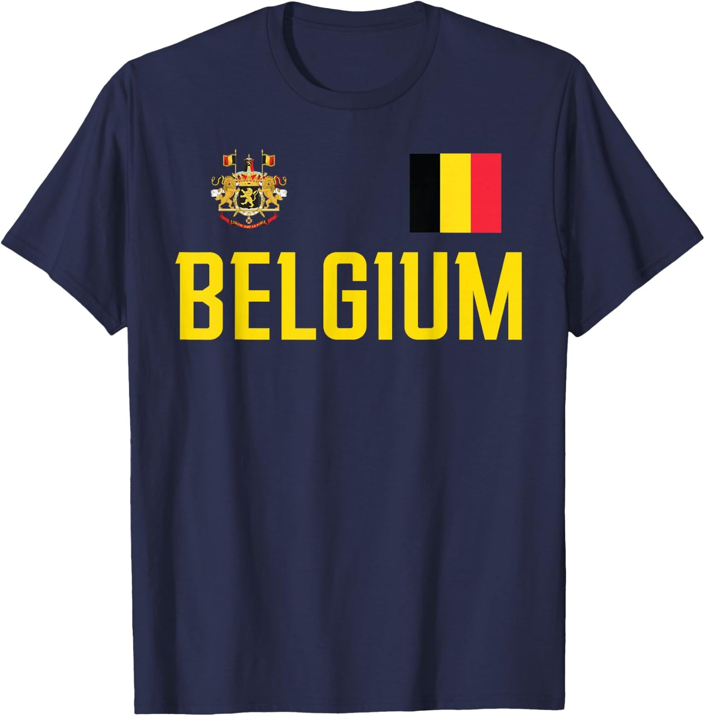 Belgium Flag Belgie Football Soccer Fan Men Women Kids T-Shirt - T-Shirt | Navy