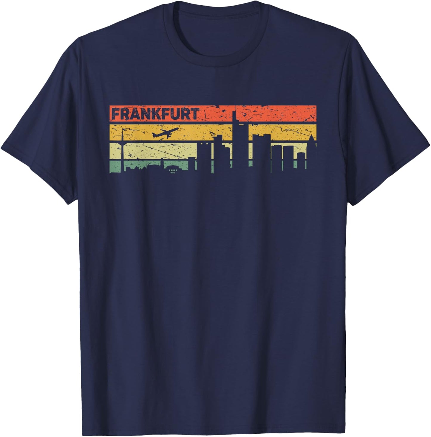 Frankfurt Vintage Skyline Retro Stadt Deutschland T-Shirt - T-Shirt | Navy