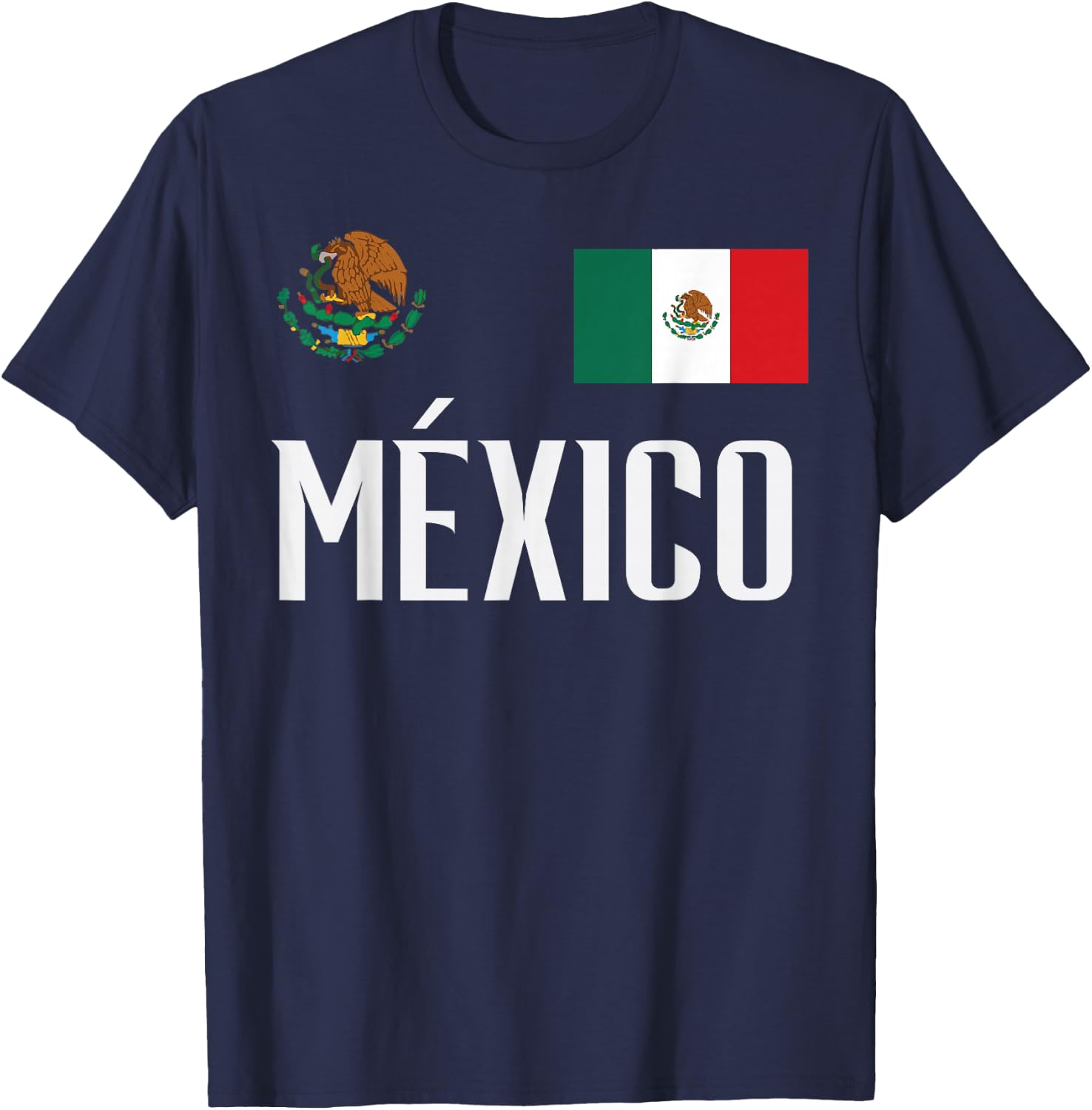 Mexico Flag Mexican Football Soccer Fan Men Women Kids T-Shirt - T-Shirt | Navy