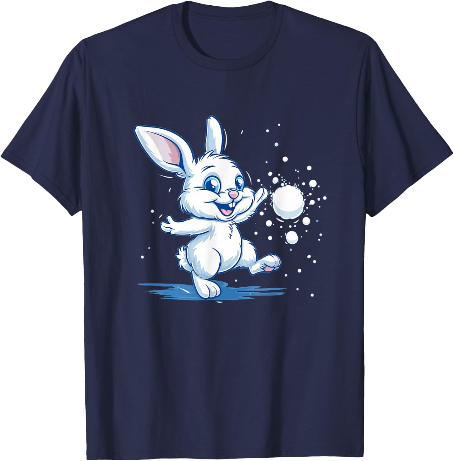 Snowball bunny in winter for Snowballer and fights lovers T-Shirt - T-Shirt | Navy